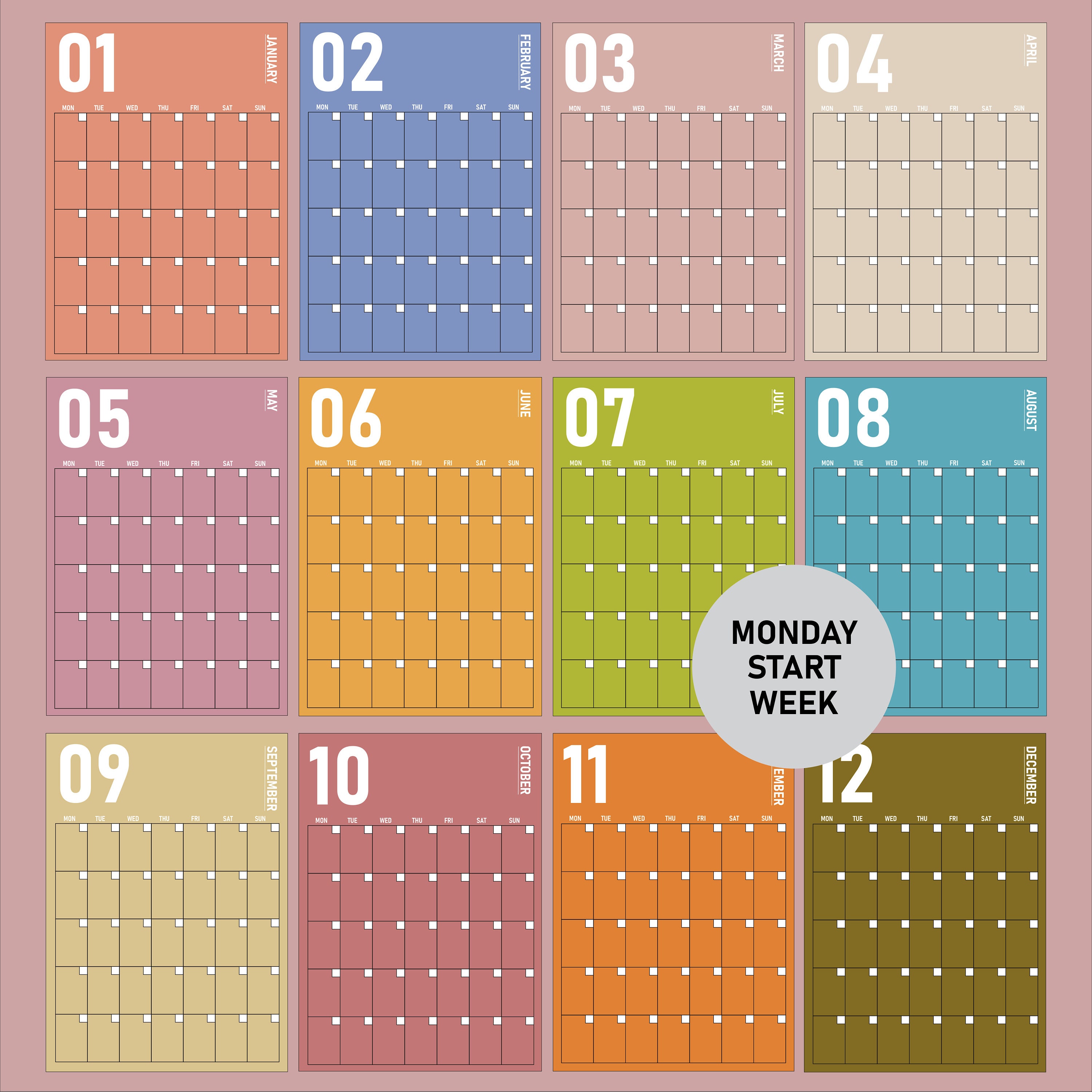 Large Monthly Wall Planner Printable PDF 2025, Monthly Wall Calendar
