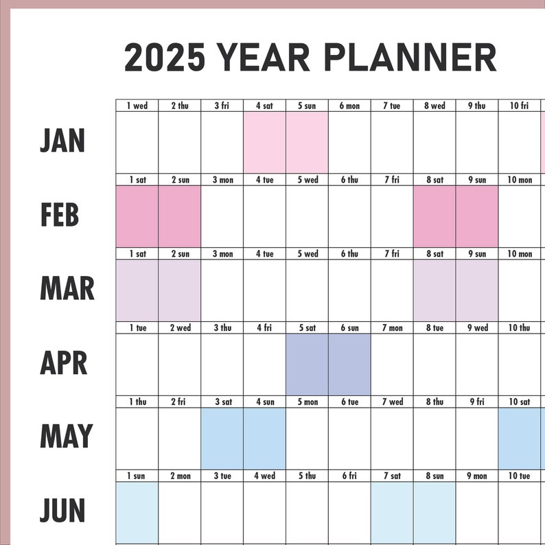 Giant Wall Planner 2025 Printable PDF, 2025 Wall Calendar, Large Wall ...