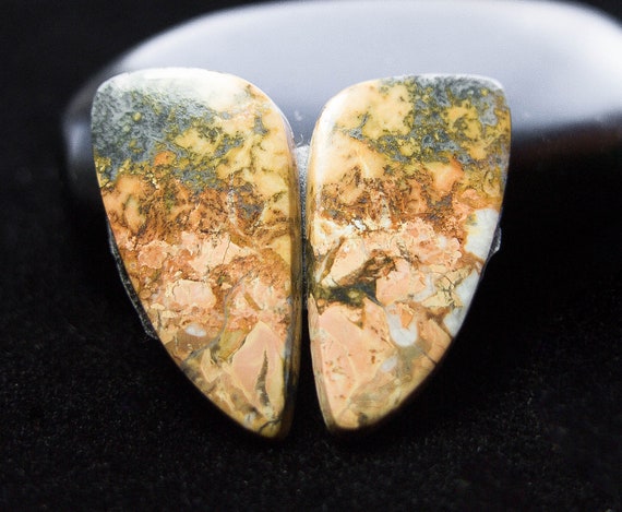Maligano Jasper Matched Earrings Pair Cabochons. Natural Maligano Cabochons. Jewellers Supply