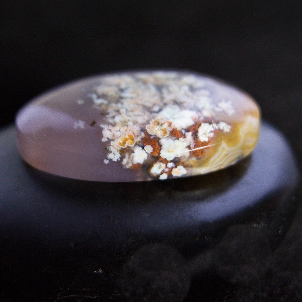 Plume Agate Cabochon. Banded Purple Toffee Flower Agate From Turkey. Natural High Quality Designer Cabochon. Jewelry Supply