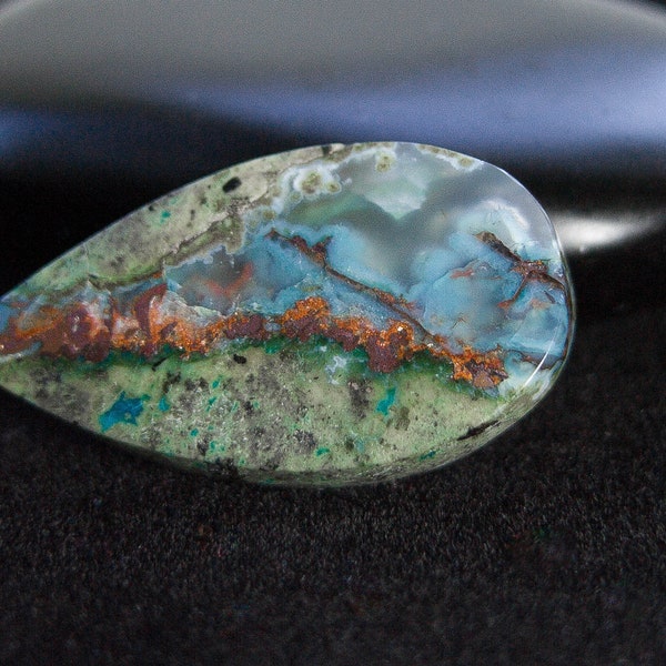 Natural Chrysocolla Native Copper Cabochon. Designer Indonesian Opalized Wood Cabochon. Jewellers Supply