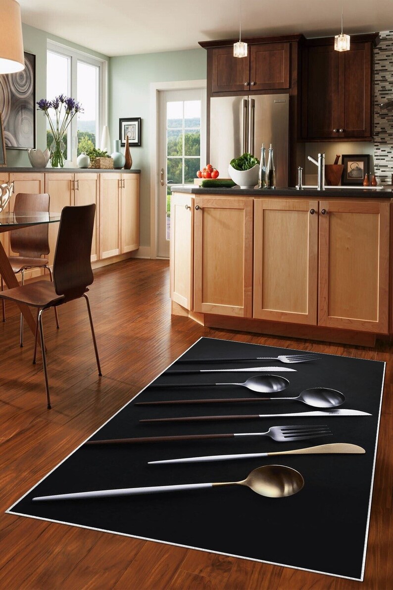 Decorative Kitchen Rug Machine Washable Printed Kitchen Mat Etsy