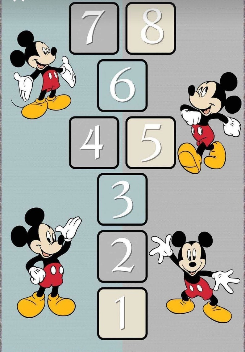 Mickey Mouse Themed Play Mat With Hopscotch Antiallergic Etsy
