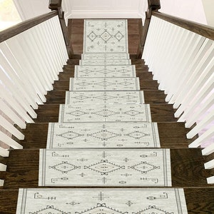 Boho Style Soft Stair Carpet, Non-Slip Stair Rug, Anti-Slip Backing Mat, Machine Washable Carpet, Easy To Clean Step Runner, Stair Runner