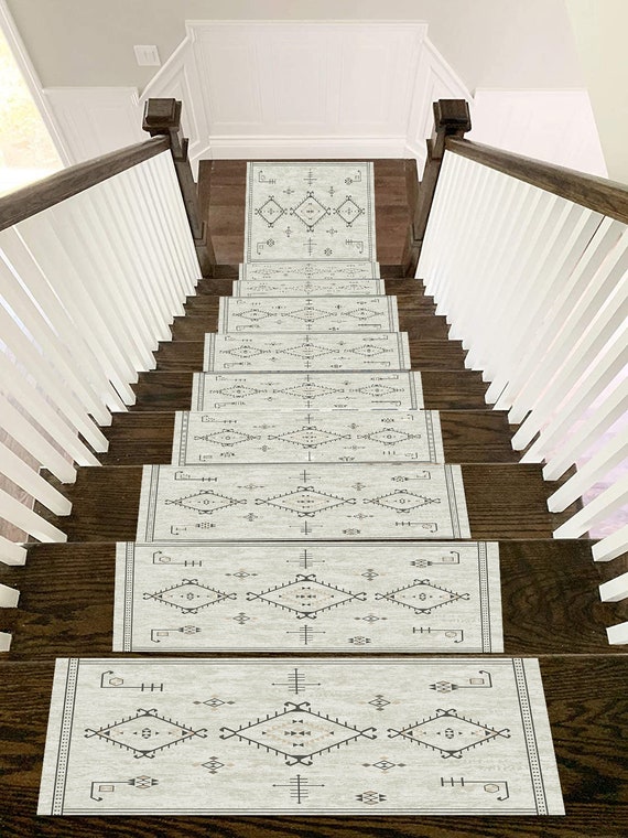 Boho Style Soft Stair Carpet, Non-slip Stair Rug, Anti-slip Backing Mat,  Machine Washable Carpet, Easy to Clean Step Runner, Stair Runner 