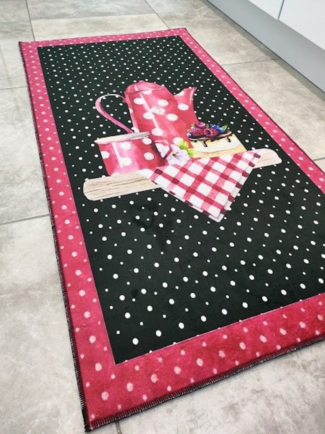 Teapot Pattern Kitchen Rug Soft Decorative Kitchen Carpet Etsy