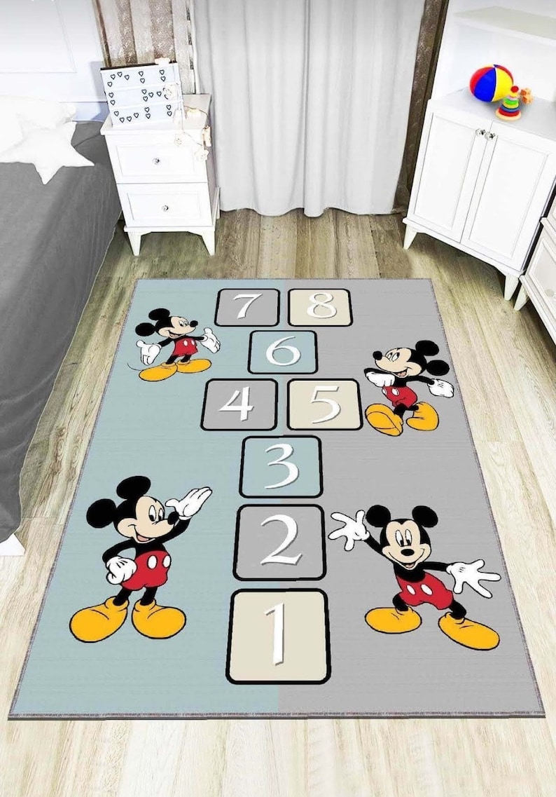 Mickey Mouse Themed Play Mat With Hopscotch Antiallergic Etsy