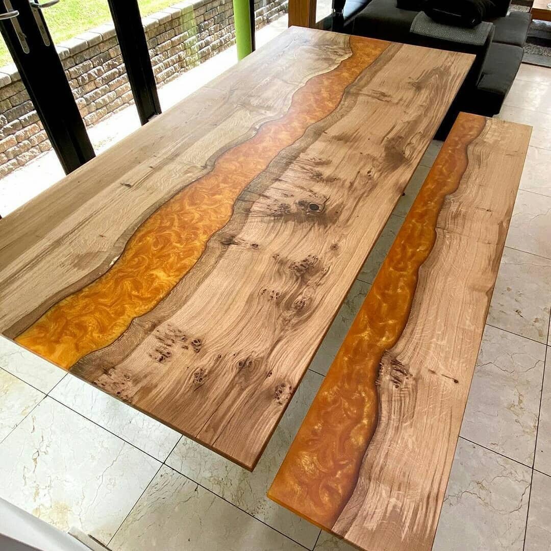 Esstisch Eichenholz Saubere Epoxidharz Epoxy River Table | Etsy