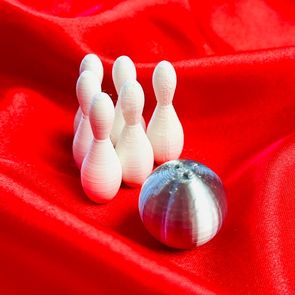 Mini Bowling Set, 3D Printed Eco-Party Bag Fillers, Biodegradable Stocking Filler, Mini Game Cracker Filler