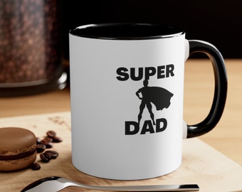 Super Dad Premium White Two Tone Coffee Mug, Super Hero Dad Mug, Best Dad Mug, Día del padre, Regalo para papá