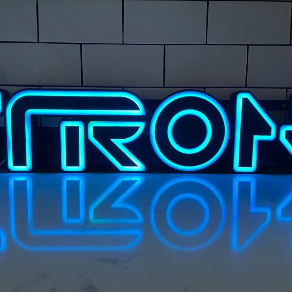 TRON Legacy Disney style 3D Printed RGB LED illuminated wall sign