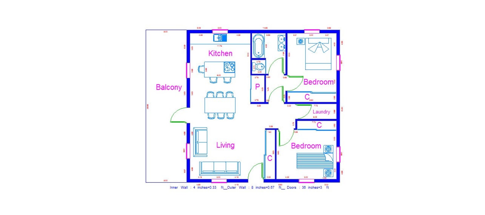 30' X 30' | Modern House Plans | 2 Bedrooms | Floor Plan | Small ...