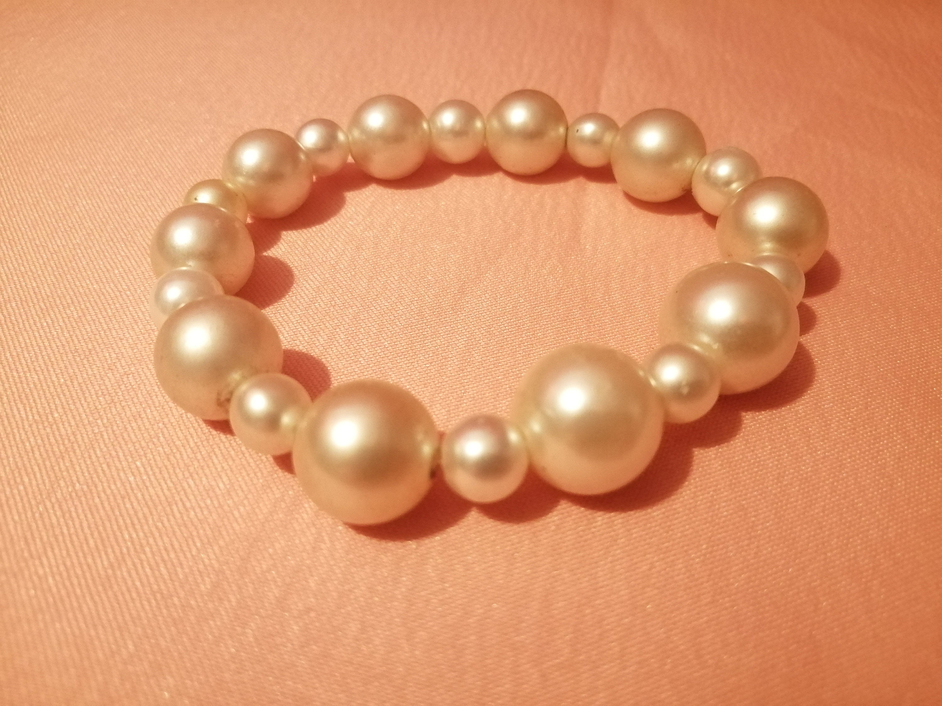 White costume pearl beaded themed bracelet Etsy