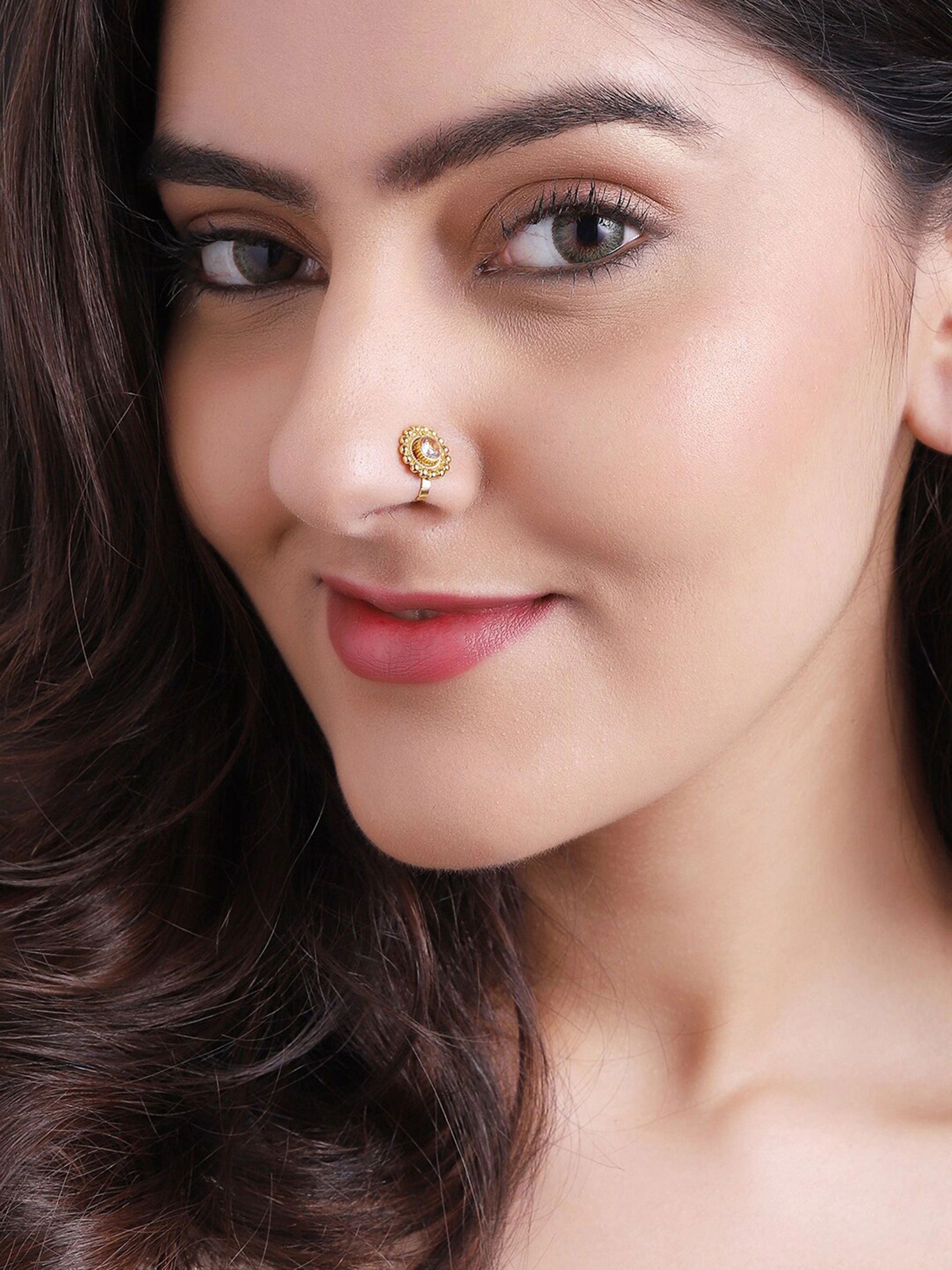 Gold Plated White Filigree Handcrafted Nose Stud Nose Ring Etsy