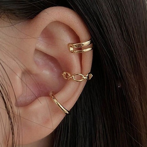 Ear Cuff Set Gold and Silver Set of 3 Diamante Clip on Etsy UK