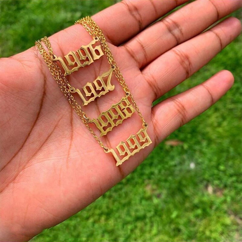 BIRTH DATE NECKLACE Year Birthday Chain 2000 2001 2002 Etsy UK