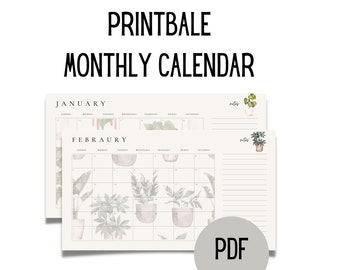 2024 Calendar Printable , Desk Calendar Monthly , plant , PDF , School Calendar