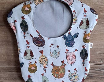 Klammerbeutel ,  mit lustige Hühner, inklusive Kleiderbügel für circa 70-90 Klammern-mit Innenfutter, hübschem Nählabel