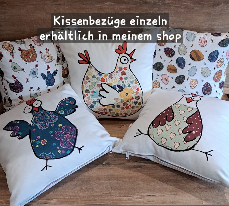 Kissenbezüge im Set Ostereier ,Hühner, modern, 40x40cm Bild 9