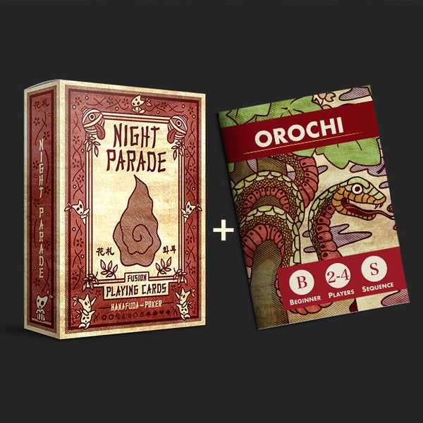 Night Parade Fusion (Hanafuda - Poker) Playing Cards Deck + Bonus Full-Color Rules Booklet for Orochi | First Edition | Limited