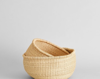 Handwoven Bolga Basket: African Woven Storage, Fruit Basket