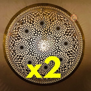 Set of 2 Handmade Moroccan Brass Wall Lamps: Vintage Style