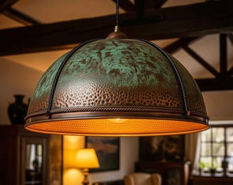 Moroccan Pendant Light: Hand-Perforated Brass Dome, Black Exterior