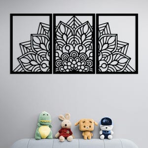 Wood & Brass Mandala Wall Art: Set of 3 Filigree Panels