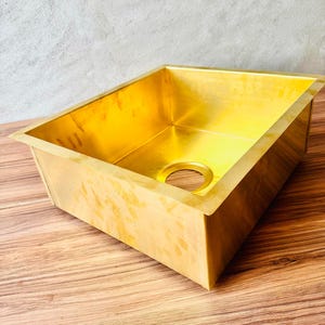 Unlacquered Brass Undermount Smooth Sink, Handcrafted Kitchen Sink, Island Prep Sink, Outdoor Bar Sink, Vintage Brass Basin