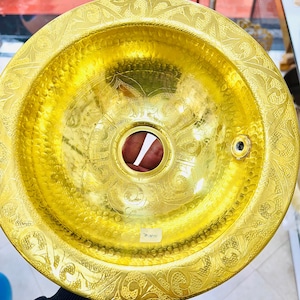 Handcrafted Etched Brass Sink: Decorative Bathroom Basin