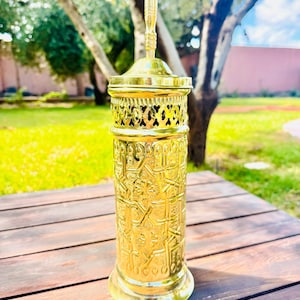 Elegante Brass Toilet Brush, Unlacquered Pure Brass Moroccan Handcrafted Toilet Brush