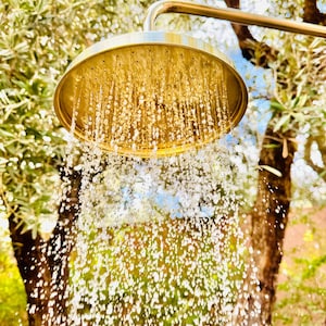 Ronde handgemaakte koperen douchekop, regendouchekop voor binnen/buiten, koperen douche, tuindouche armatuur, handgemaakte koperen douchekop