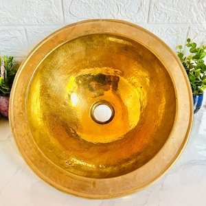 Brass Sink, Handcrafted Brass Basin, Vintage Brass Vessel Sink, Luxury Bathroom Sink, Solid Brass Washbasin
