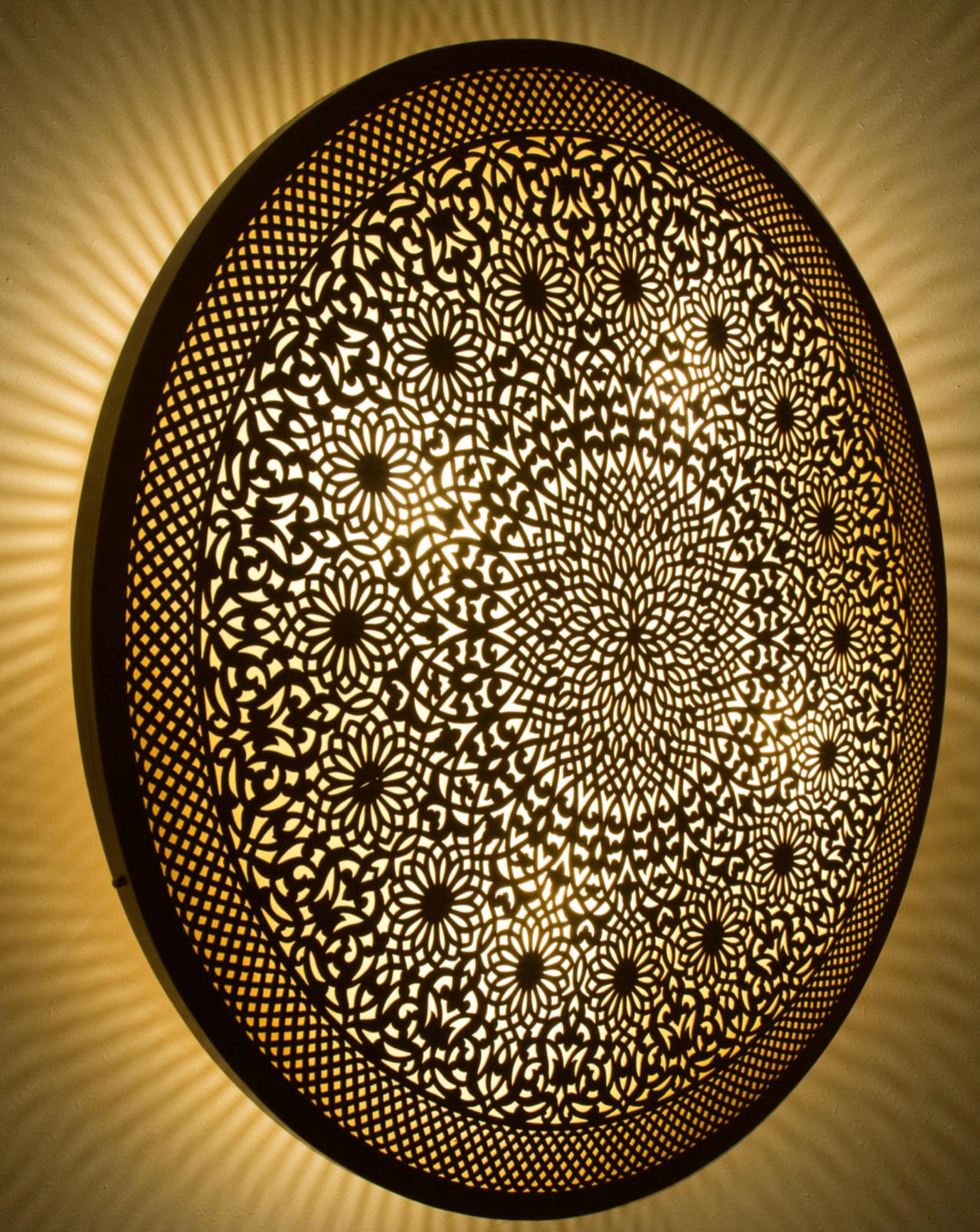 Moroccan Wall Light Moroccan Wall Light Disc Round Brass Etsy
