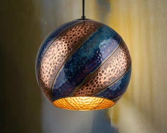Handmade Dome Pendant Light: Rustic Farmhouse Kitchen Lighting