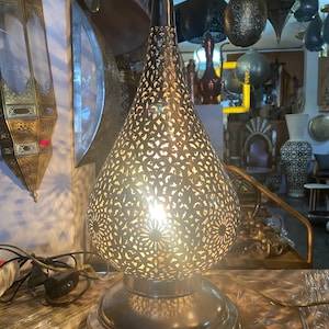Handmade Brass Moroccan Lamp: Vintage Modern Lighting