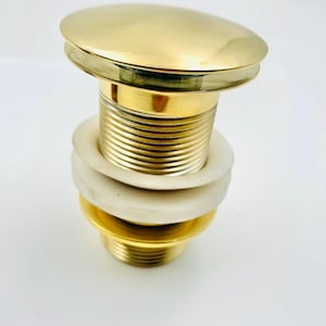 Solid Unlacquered Brass Sink Drain: Pop Up Style