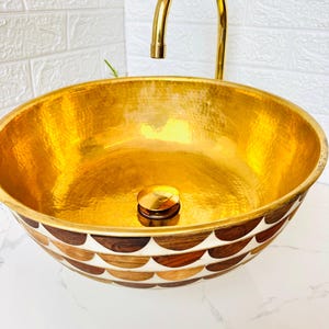 Copper Resin Vessel Sink: Moroccan Bathroom Decoration