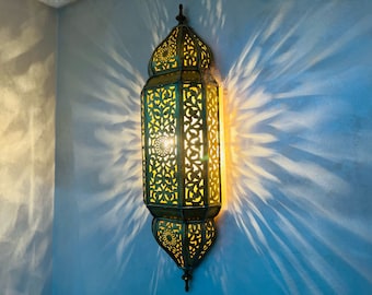 Set di 2 applique da parete marocchine in rame, realizzate a mano: design floreale.
