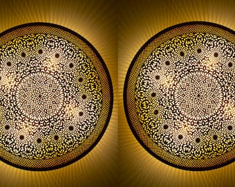 Set di 2 applique da parete marocchine in ottone, realizzate a mano: decorazioni floreali incise.