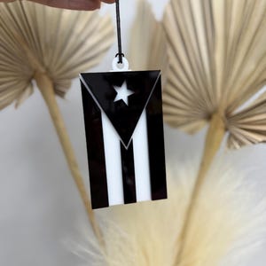 Bandera de Puerto Rico  en Acrílico |Car Charm PR | Colgante de retrovisor Boricua Láser Cut | Puerto Rico Flag Acrylic Ornament