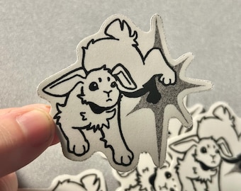Bunny Star Waterproof Vinyl Sticker - Rabbit Illustration