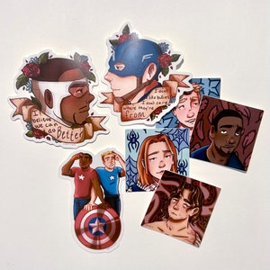 DISCOUNTED (discontinued) Captain America Stickers, Sam Wilson Winter Soldier Steve Rogers Vinyl Stickers