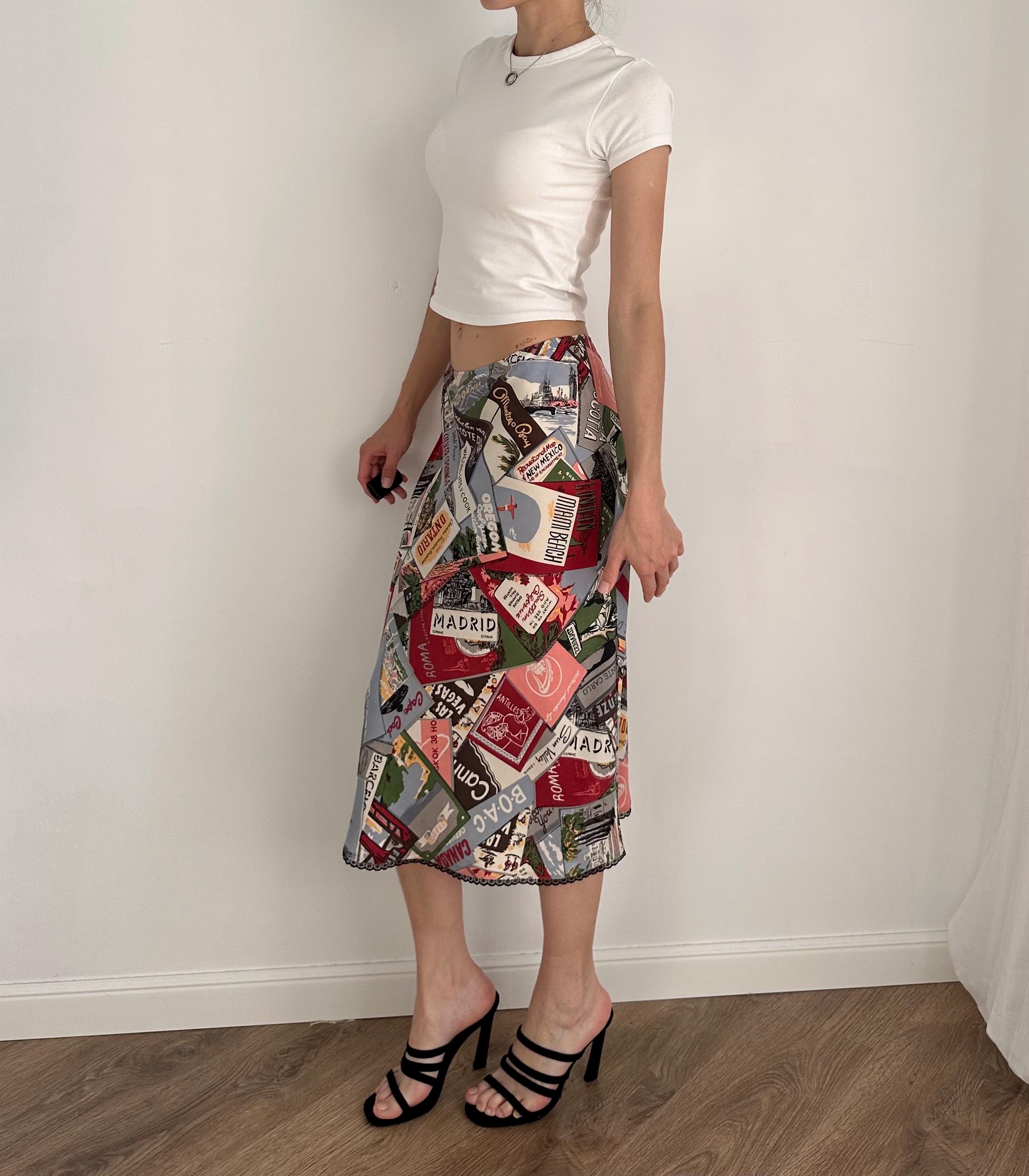 Vintage Gap 100% Silk Postcard Skirt Women's Size 2 - Etsy
