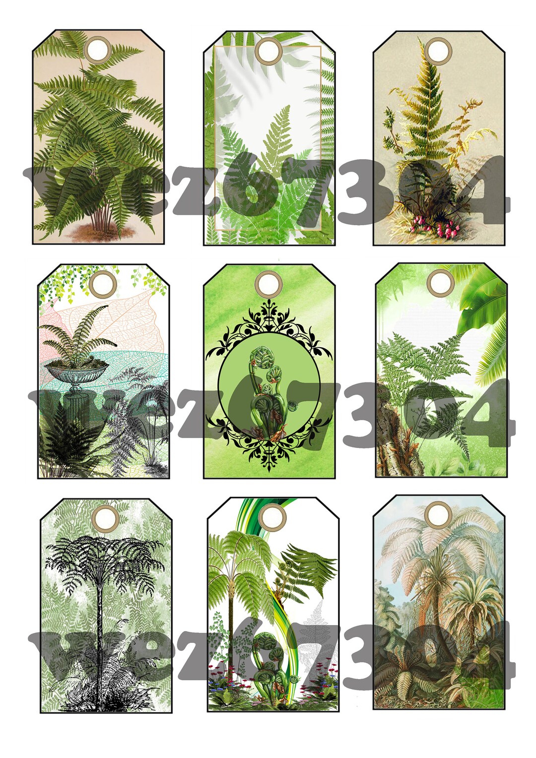 9 Fern Digital Download Tags for Gifts or Junk Journals - Etsy