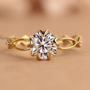 Lab Grown Diamond Engagement Ring: Twisted Band Solitaire, 1.39 CT Round Cut