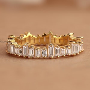 Baguette Lab Grown Diamond Eternity Band: Stackable Wedding Ring