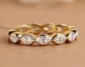Marquise Lab Grown Diamond Eternity Band: Bezel Set Stacking Ring