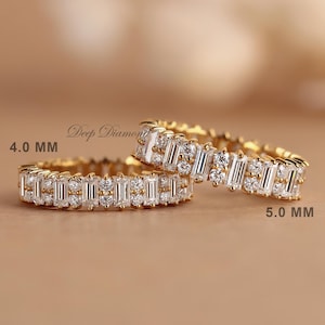 Lab Grown Diamond Eternity Band: Baguette & Round Cut, Stacking Ring