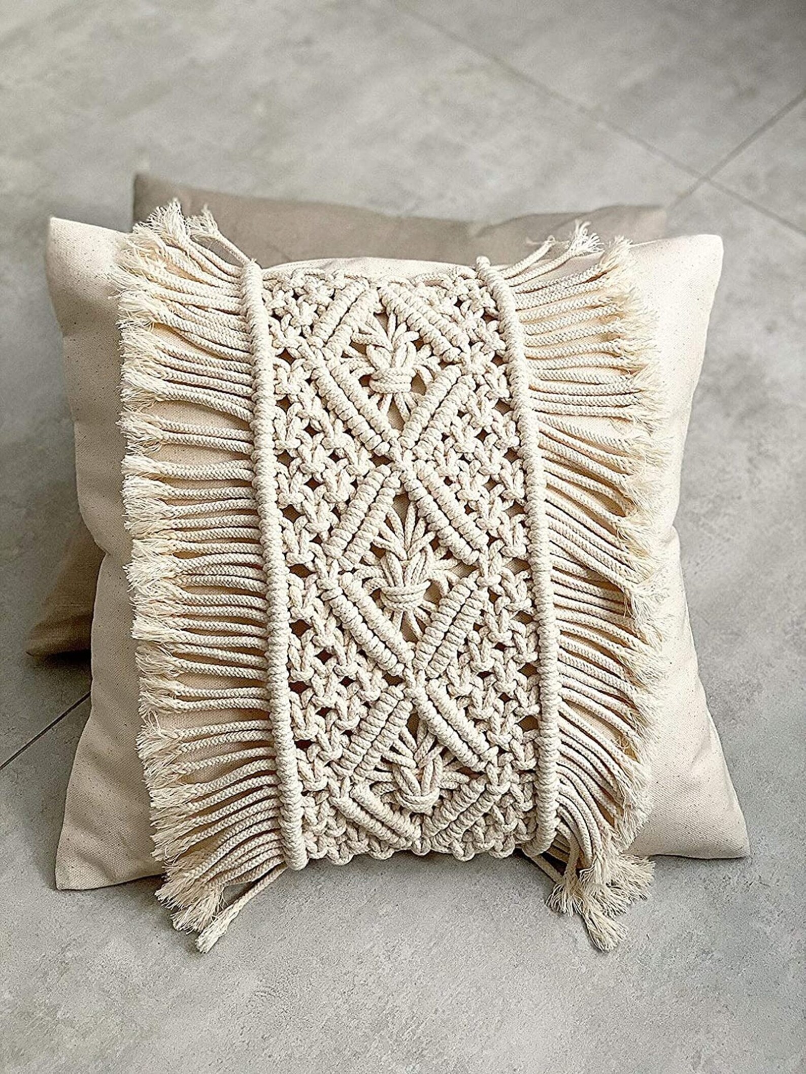 Macrame pillow cover 17x17 cushion cover Housewarming gift Etsy